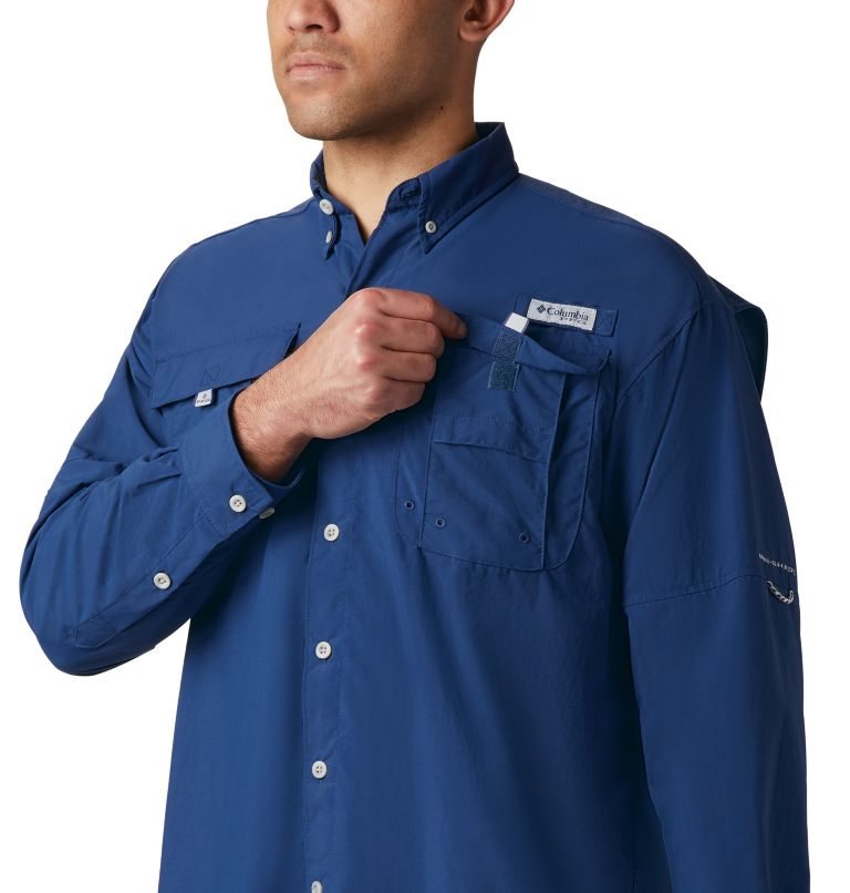 Men's Columbia PFG Bahama II Long Sleeve Shirts Blue | CA-X106L