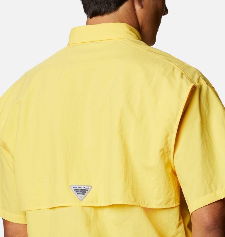 Men's Columbia PFG Bahama II Short Sleeve Shirts Yellow | CA-B8C54