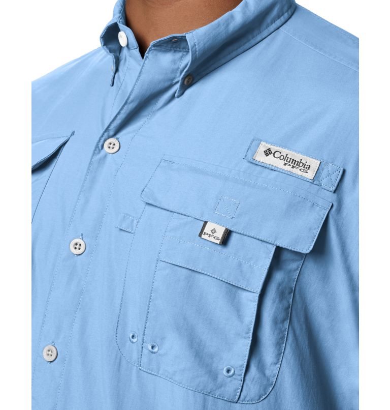 Men's Columbia PFG Bahama II Short Sleeve Shirts Light Blue | CA-QC685