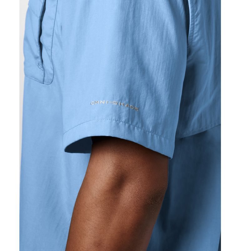 Men's Columbia PFG Bahama II Short Sleeve Shirts Light Blue | CA-QC685