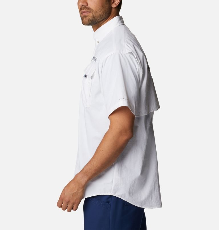 Men's Columbia PFG Bahama Icon Short Sleeve Shirts White | CA-L4180