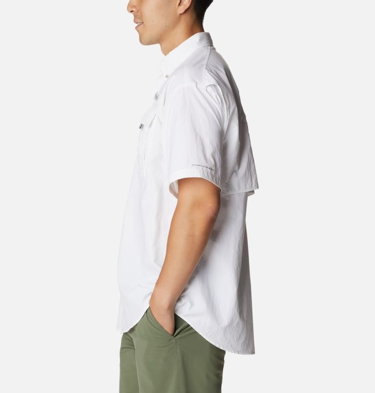 Men's Columbia PFG Bahama Icon Short Sleeve Shirts White | CA-R418C