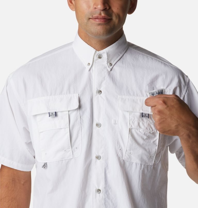 Men's Columbia PFG Bahama Icon Short Sleeve Shirts White | CA-UC034