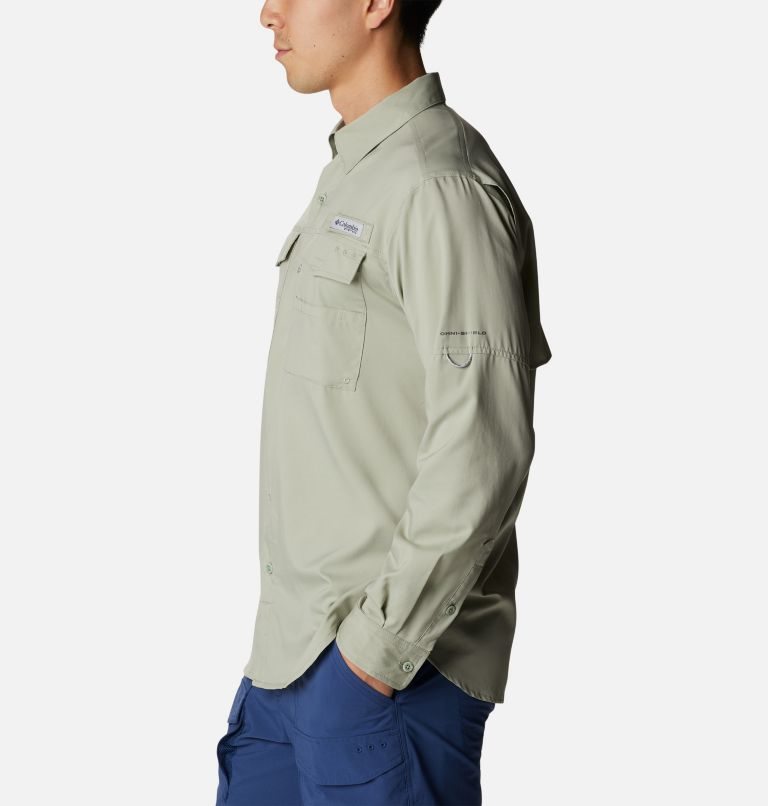 Men's Columbia PFG Blood and Guts IV Woven Long Sleeve Shirts Olive | CA-A304L