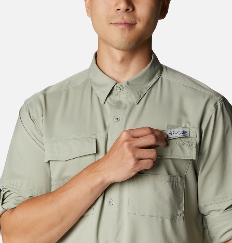 Men's Columbia PFG Blood and Guts IV Woven Long Sleeve Shirts Olive | CA-A304L