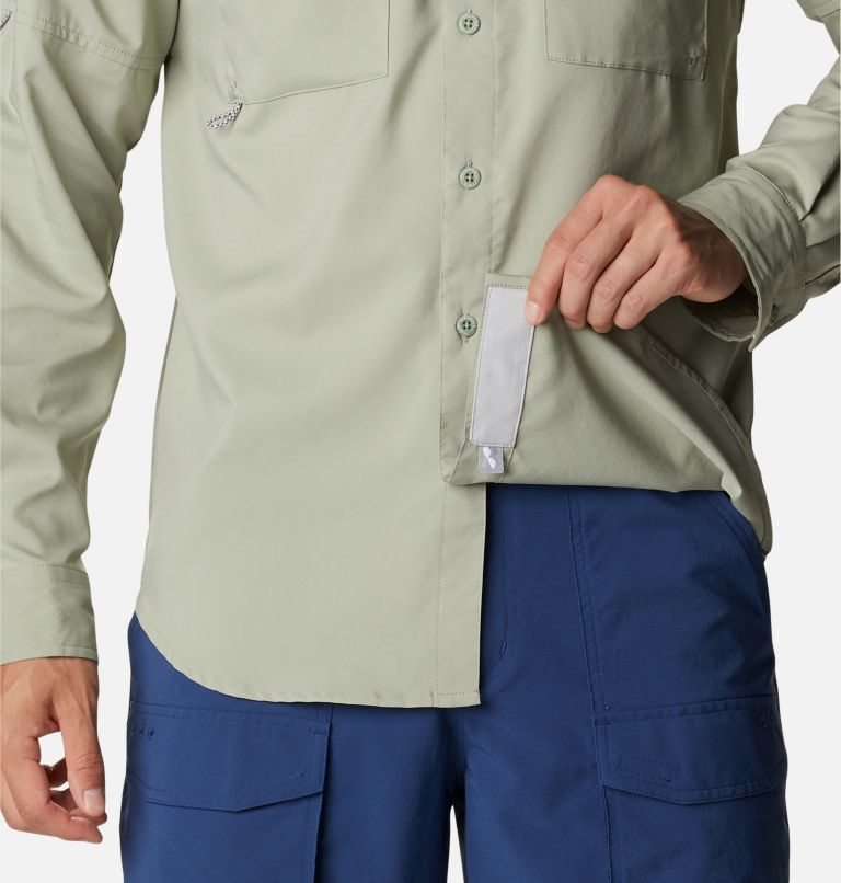 Men's Columbia PFG Blood and Guts IV Woven Long Sleeve Shirts Olive | CA-A304L