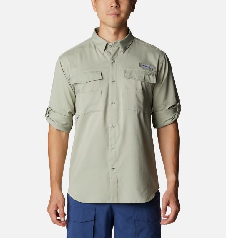 Men's Columbia PFG Blood and Guts IV Woven Long Sleeve Shirts Olive | CA-A304L