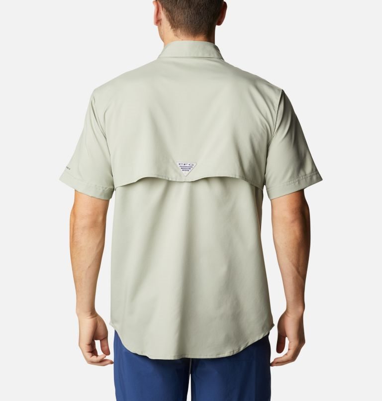 Men's Columbia PFG Blood and Guts IV Woven Short Sleeve Shirts Olive | CA-B5A41