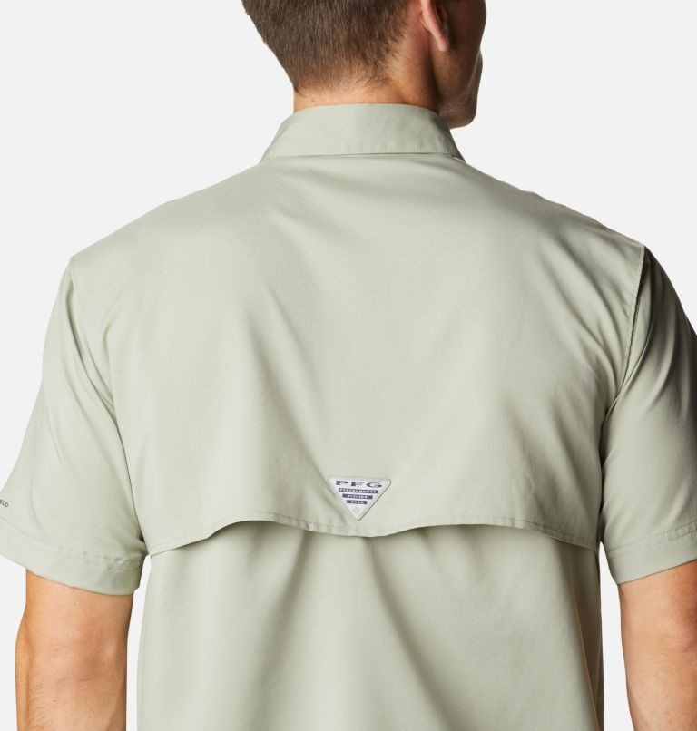 Men's Columbia PFG Blood and Guts IV Woven Short Sleeve Shirts Olive | CA-B5A41