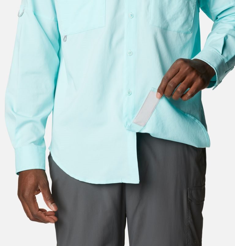 Men's Columbia PFG Blood and Guts IV Woven Long Sleeve Shirts Turquoise | CA-K43C1