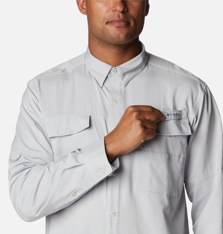 Men's Columbia PFG Blood and Guts IV Woven Long Sleeve Shirts Light Grey | CA-K643L