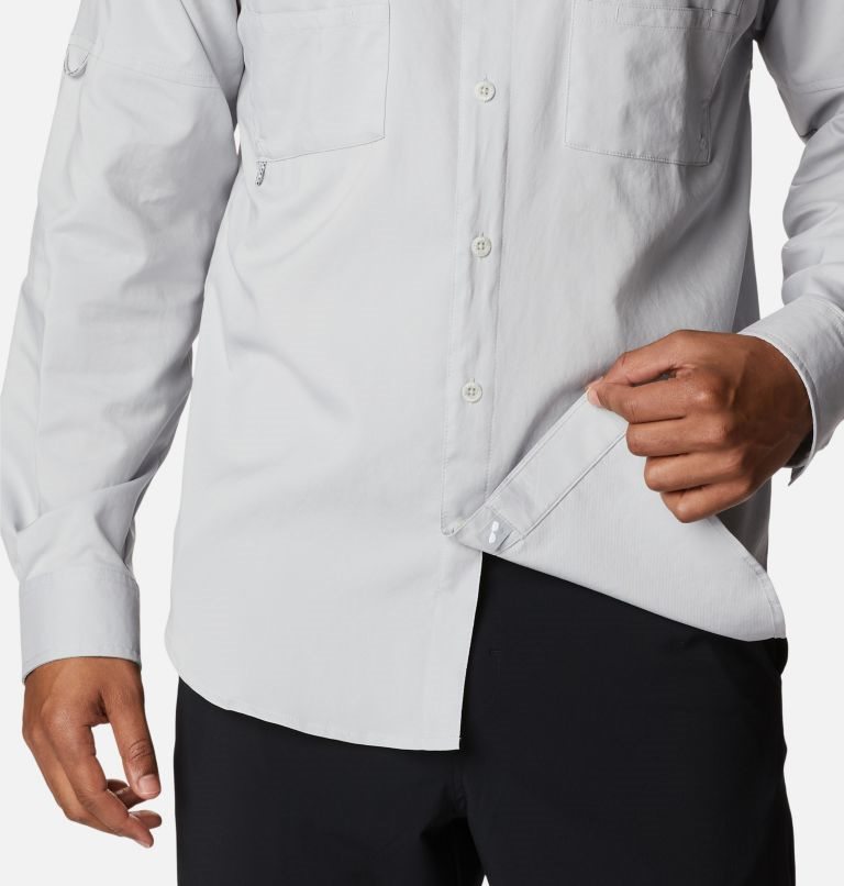 Men's Columbia PFG Blood and Guts IV Woven Long Sleeve Shirts Light Grey | CA-K643L