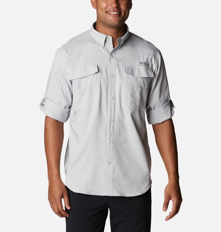 Men's Columbia PFG Blood and Guts IV Woven Long Sleeve Shirts Light Grey | CA-K643L