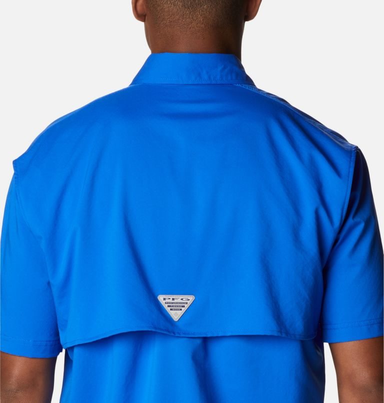 Men's Columbia PFG Blood and Guts Zero Woven Short Sleeve Shirts Blue | CA-BA08C