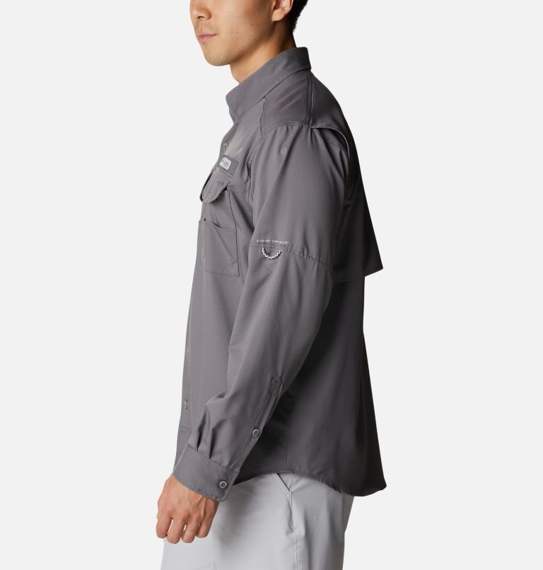 Men's Columbia PFG Blood and Guts Zero Woven Long Sleeve Shirts Grey | CA-M50L1