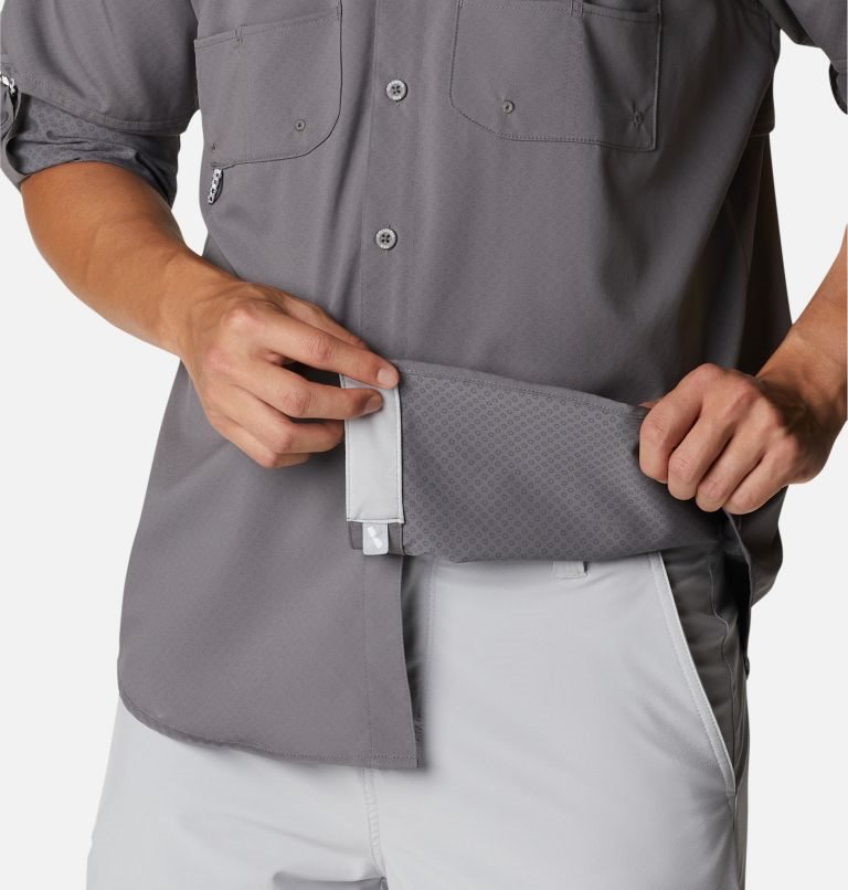 Men's Columbia PFG Blood and Guts Zero Woven Long Sleeve Shirts Grey | CA-M50L1