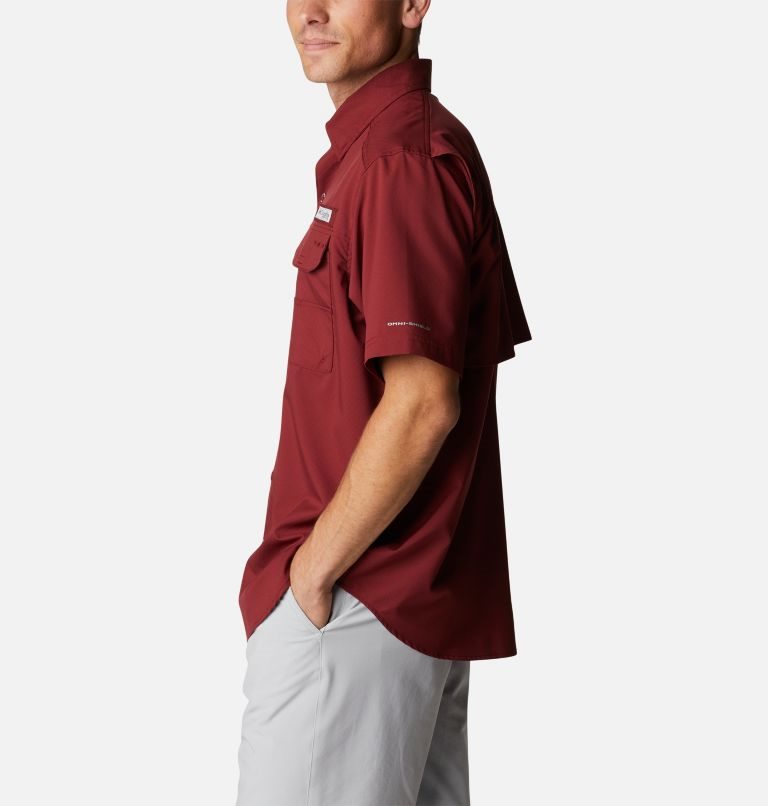 Men's Columbia PFG Blood and Guts Zero Woven Short Sleeve Shirts Red | CA-P16L0