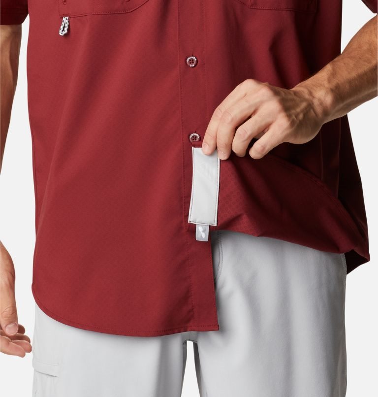 Men's Columbia PFG Blood and Guts Zero Woven Short Sleeve Shirts Red | CA-P16L0