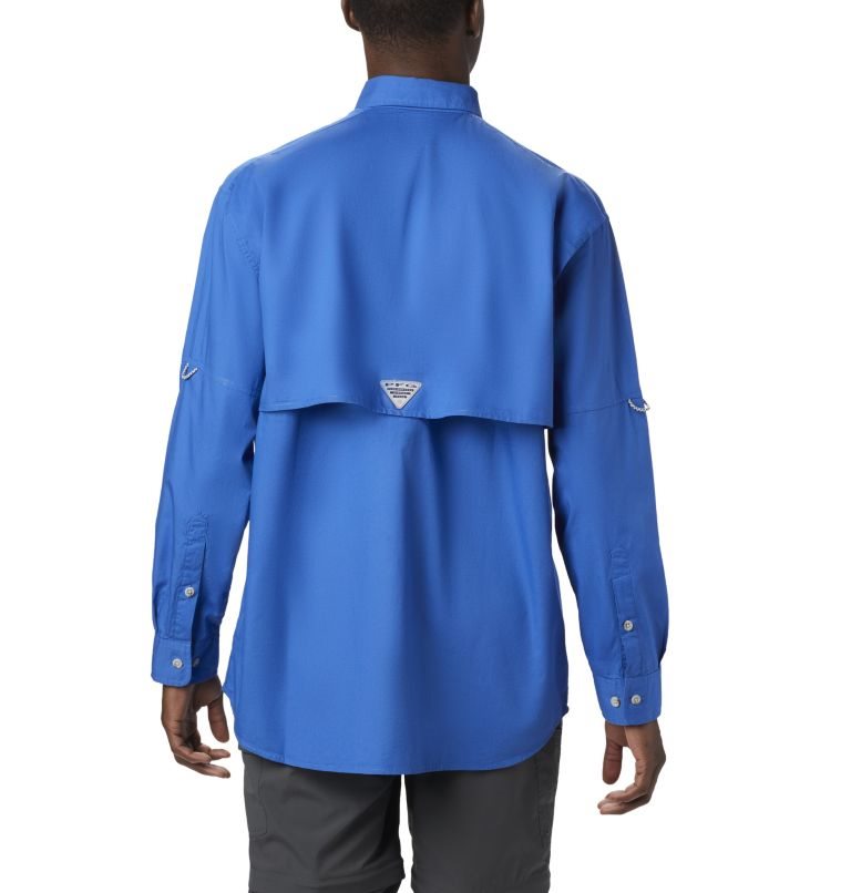 Men's Columbia PFG Bonehead Long Sleeve Shirts Blue | CA-XC406