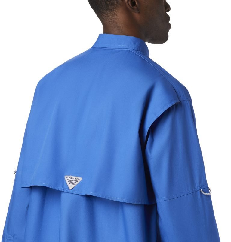 Men's Columbia PFG Bonehead Long Sleeve Shirts Blue | CA-XC406