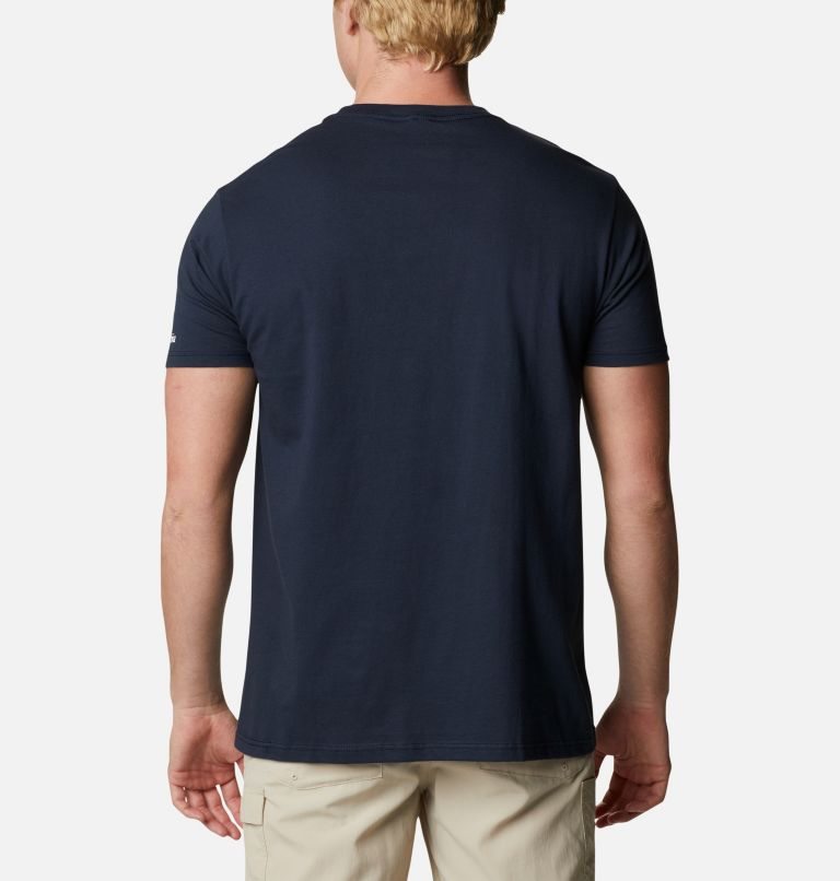 Men's Columbia PFG Crisp Graphic T Shirts Navy | CA-WA354