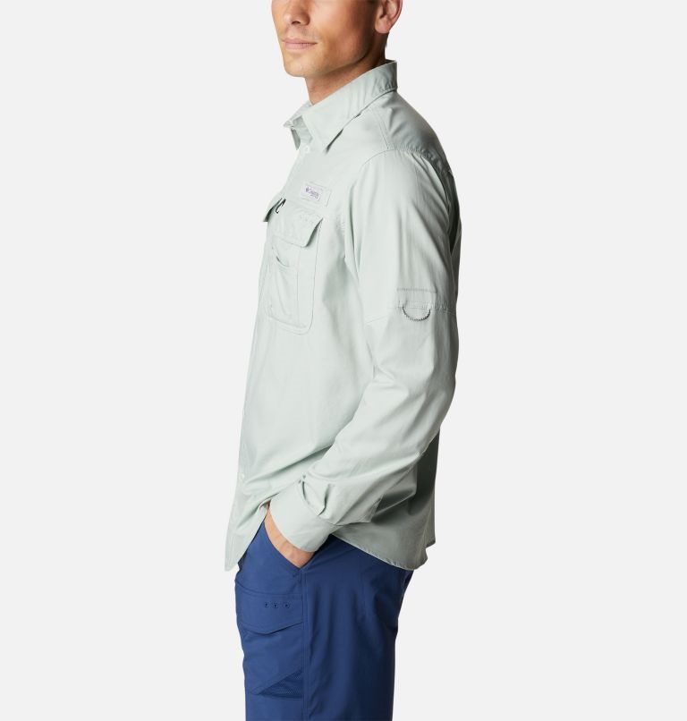 Men's Columbia PFG Drift Guide Woven Long Sleeve Shirts Mint | CA-P4C18