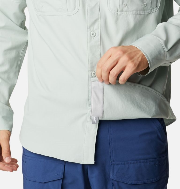 Men's Columbia PFG Drift Guide Woven Long Sleeve Shirts Mint | CA-P4C18