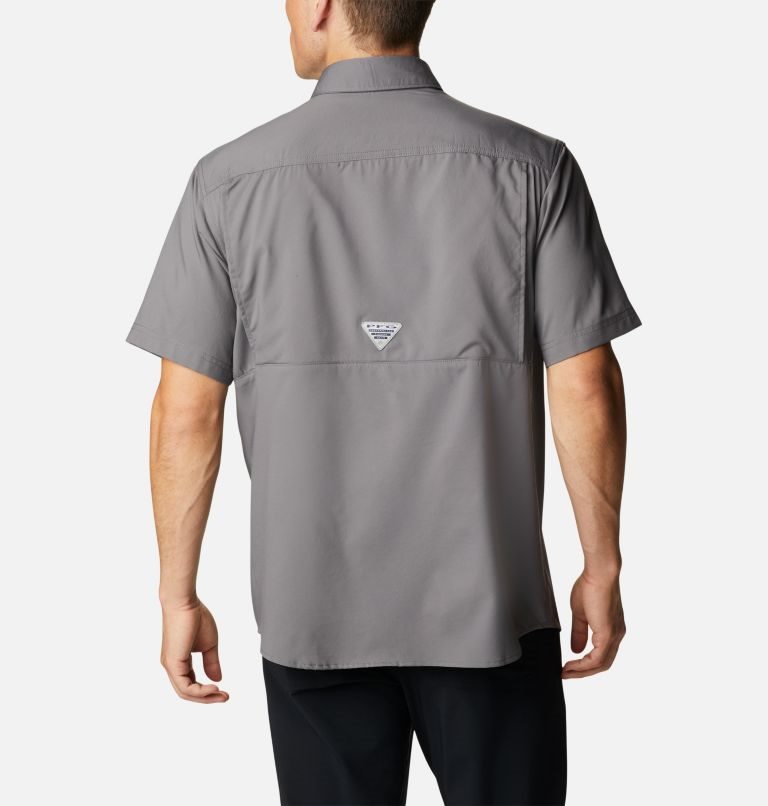 Men's Columbia PFG Drift Guide Woven Short Sleeve Shirts Grey | CA-A0835