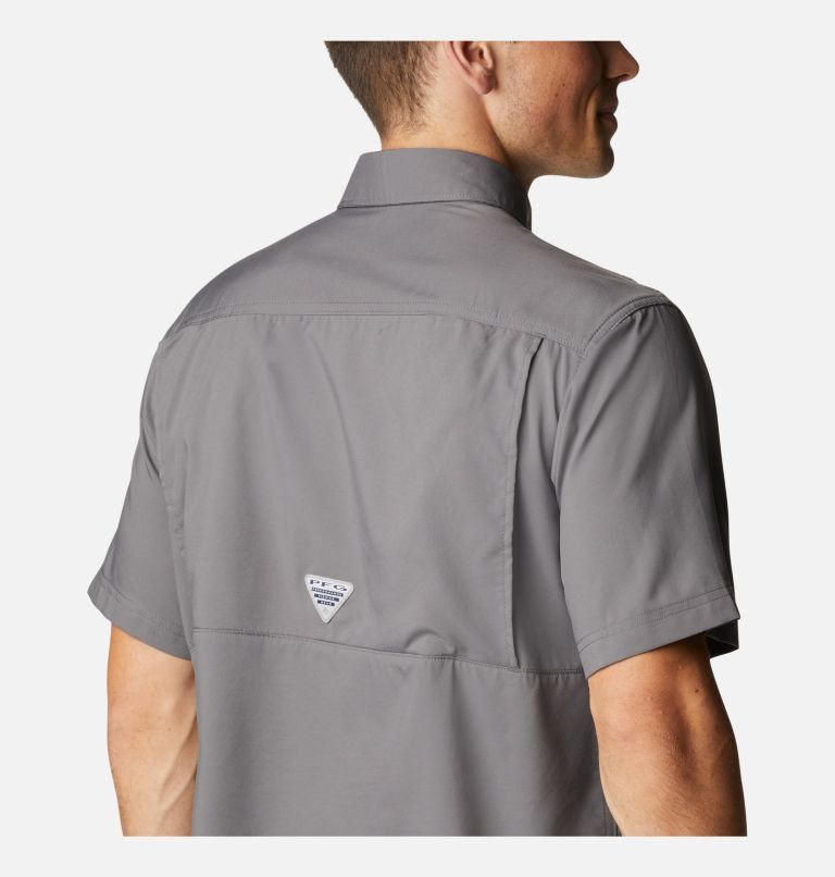 Men's Columbia PFG Drift Guide Woven Short Sleeve Shirts Grey | CA-A0835