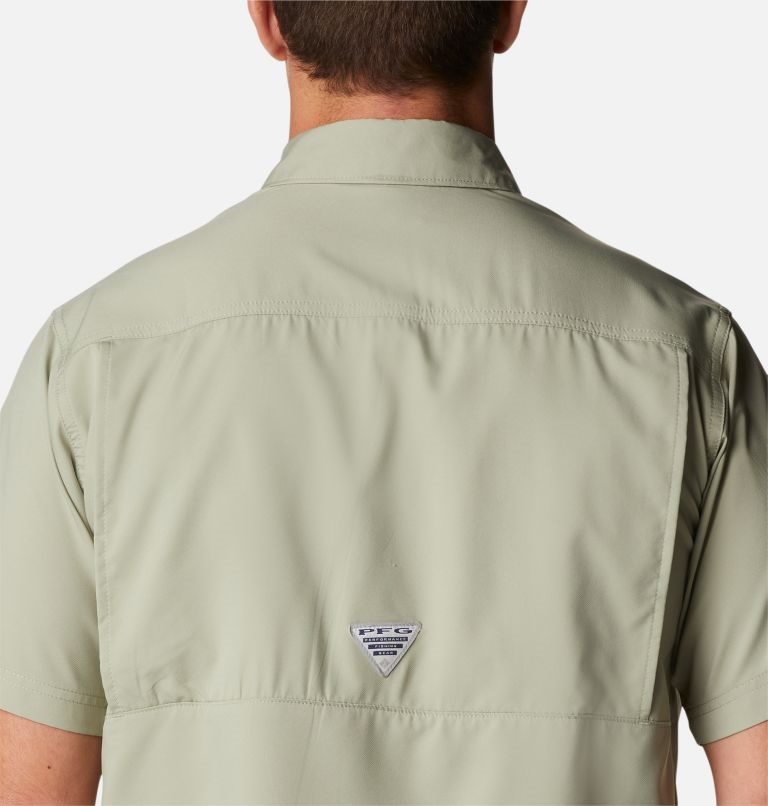 Men's Columbia PFG Drift Guide Woven Short Sleeve Shirts Mint | CA-FC013
