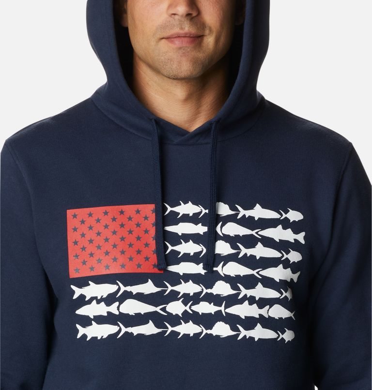 Men's Columbia PFG Fish Flag II Hoodie Navy | CA-Z5630