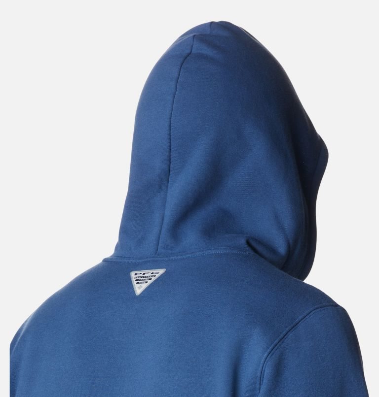 Men's Columbia PFG Fish Logo Hoodie Blue | CA-P65L4