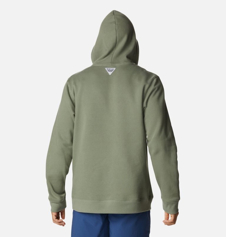 Men's Columbia PFG Fish Logo Hoodie Olive | CA-DL05C