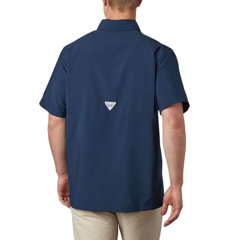 Men's Columbia PFG Grander Marlin Short Sleeve Shirts Navy | CA-E03C6