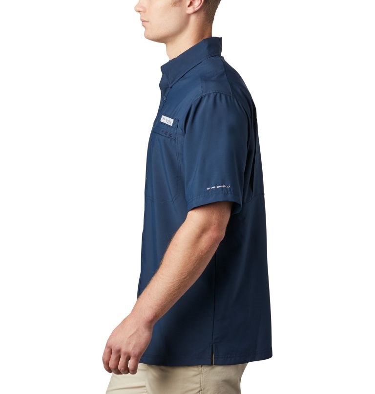 Men's Columbia PFG Grander Marlin Short Sleeve Shirts Navy | CA-E03C6
