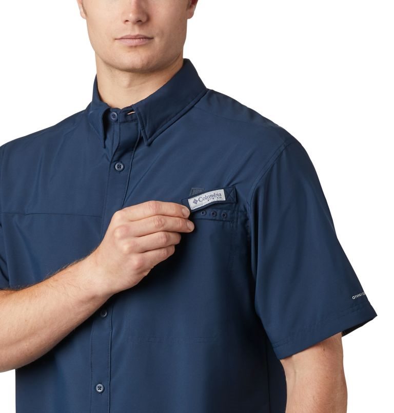 Men's Columbia PFG Grander Marlin Short Sleeve Shirts Navy | CA-E03C6