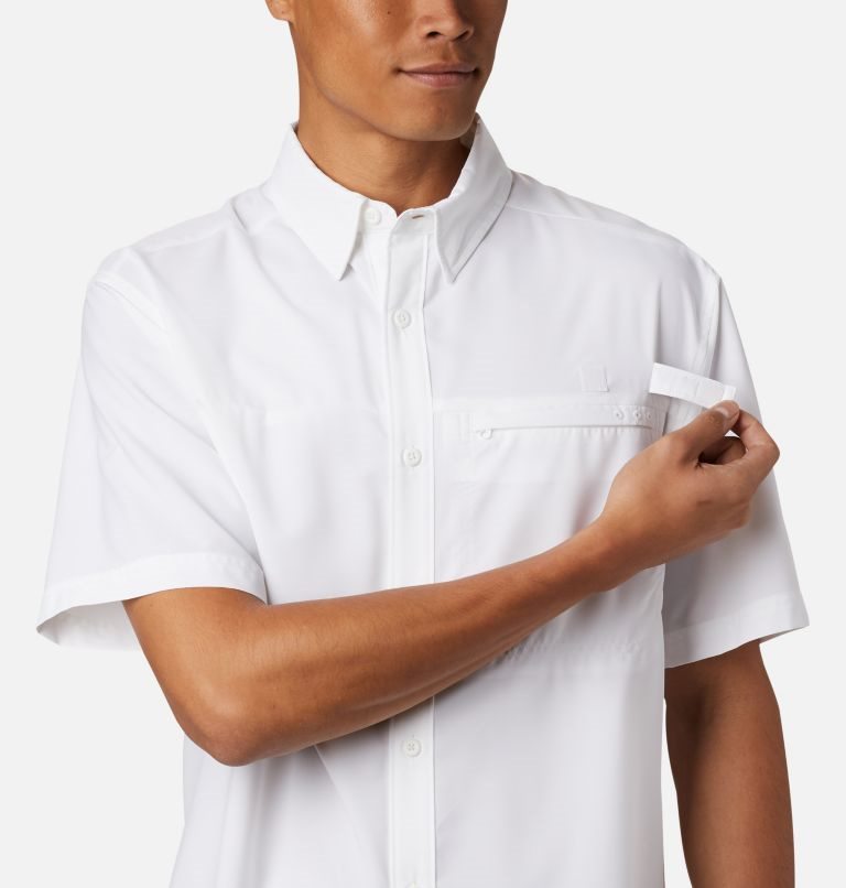 Men's Columbia PFG Grander Marlin Short Sleeve Shirts White | CA-J6185