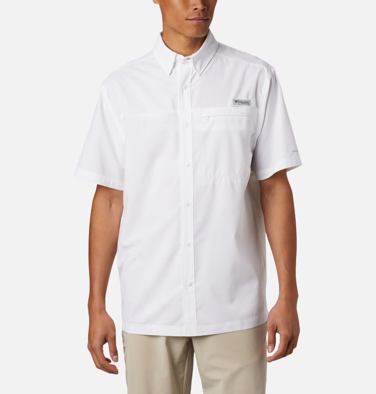 Men\'s Columbia PFG Grander Marlin Short Sleeve Shirts White | CA-J6185