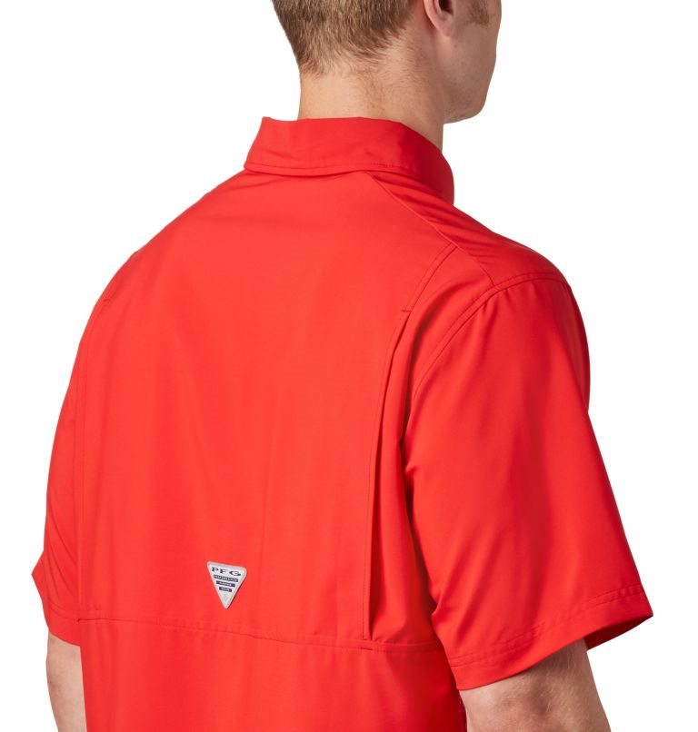 Men's Columbia PFG Grander Marlin Short Sleeve Shirts Red | CA-J80C3