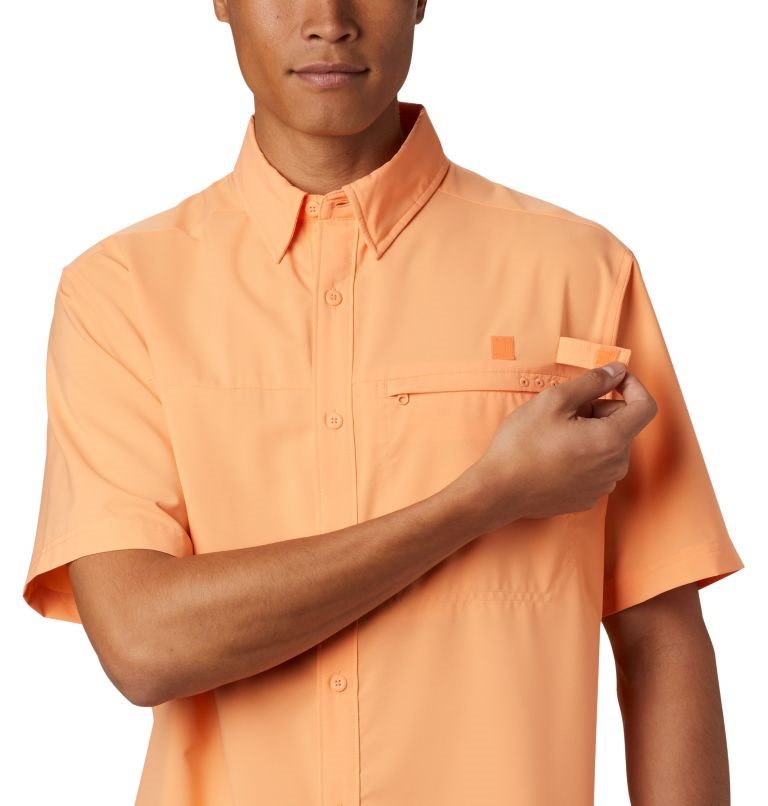 Men's Columbia PFG Grander Marlin Short Sleeve Shirts Orange | CA-Q0138