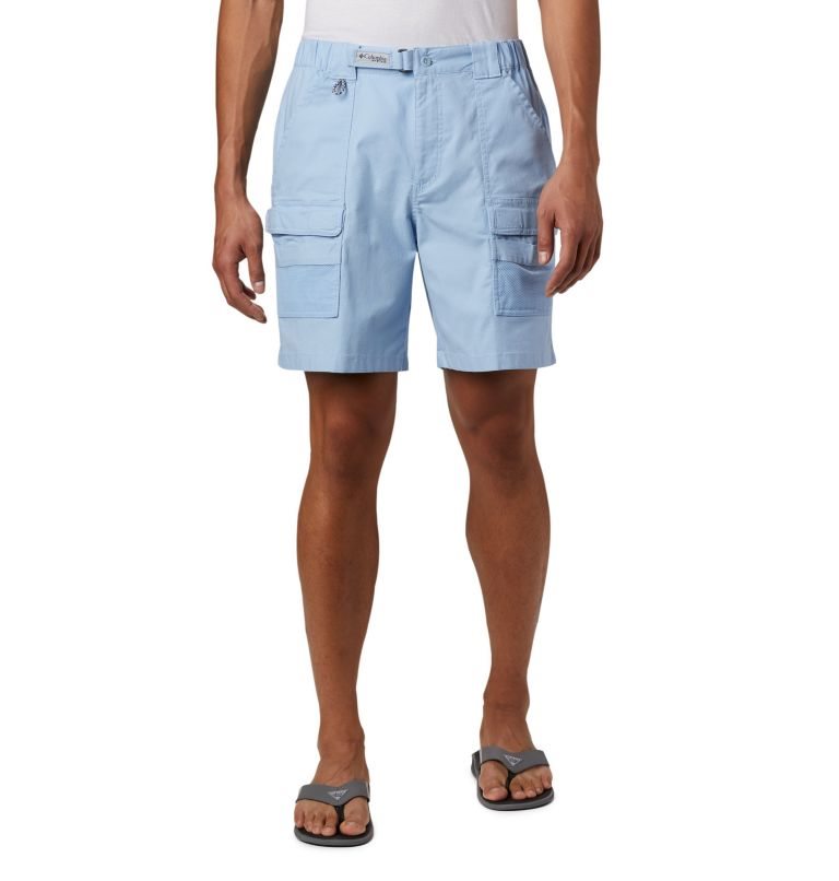 Men\'s Columbia PFG Half Moon III Shorts Light Blue | CA-J834C