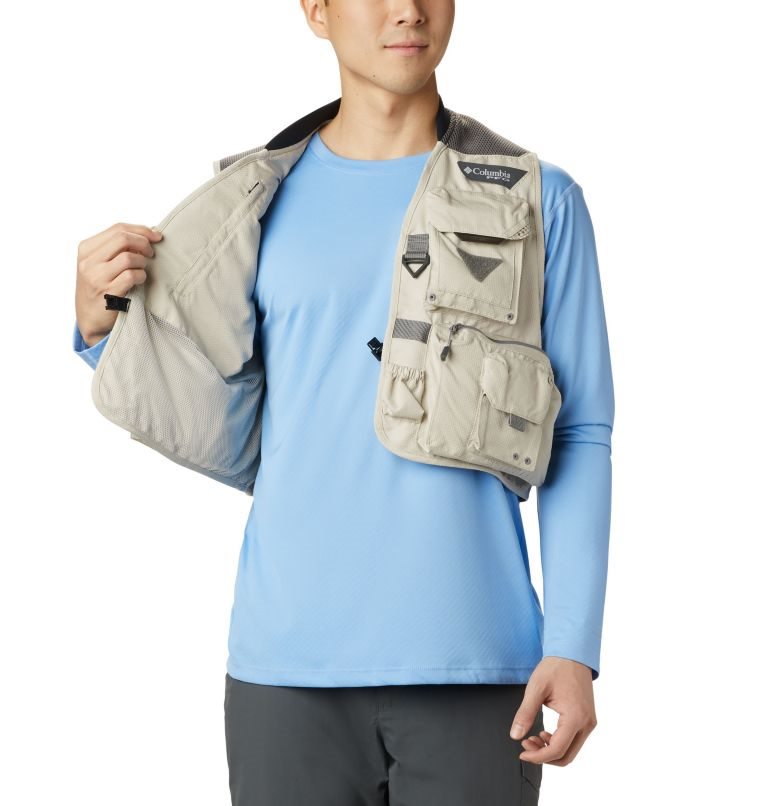 Men's Columbia PFG Henry’s Fork V Vest Khaki | CA-A4ACL