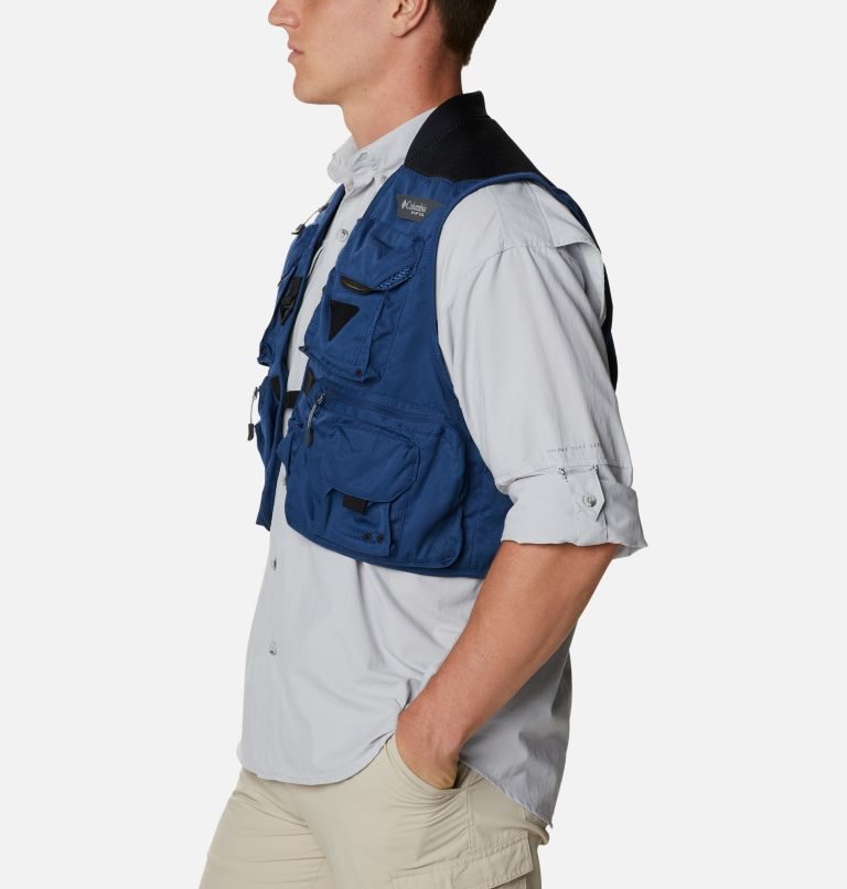 Men's Columbia PFG Henry’s Fork V Vest Navy | CA-W08C3