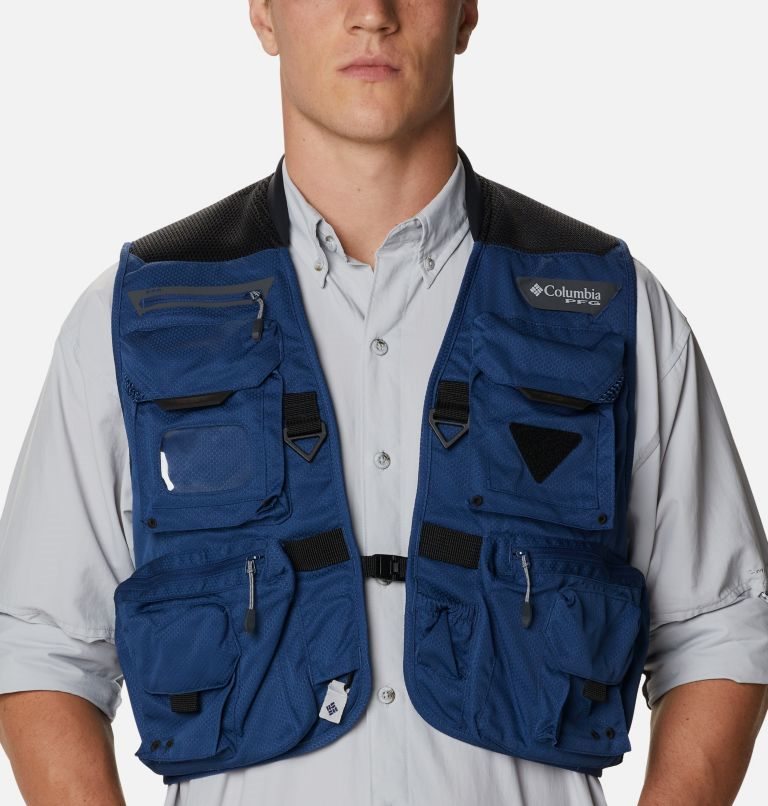 Men's Columbia PFG Henry’s Fork V Vest Navy | CA-W08C3