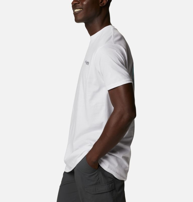 Men's Columbia PFG Hooked Graphic T Shirts White | CA-FC085