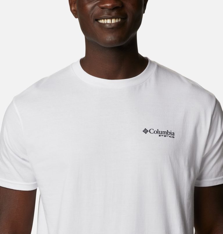 Men's Columbia PFG Hooked Graphic T Shirts White | CA-FC085