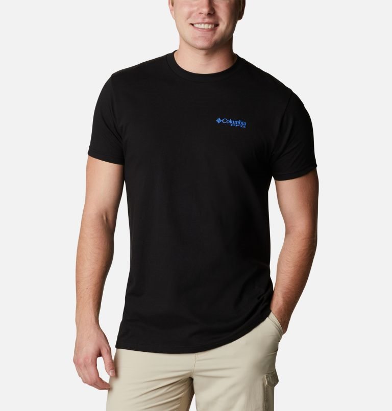 Men's Columbia PFG Hooked Graphic T Shirts Black | CA-WC386