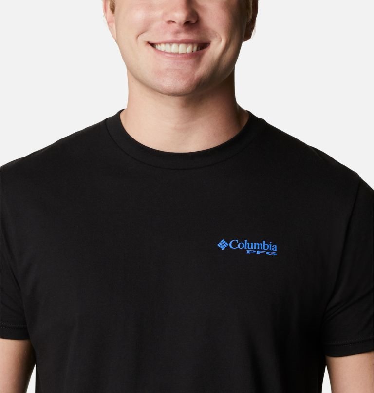 Men's Columbia PFG Hooked Graphic T Shirts Black | CA-WC386