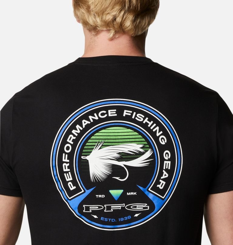 Men's Columbia PFG Hooked Graphic T Shirts Black | CA-WC386