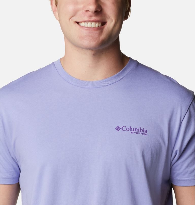 Men's Columbia PFG James Graphic T Shirts Lavender | CA-D0L58